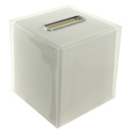 Tissue Box Cover, Gedy RA02-02, Thermoplastic Resin Square Tissue Box Cover in White Finish